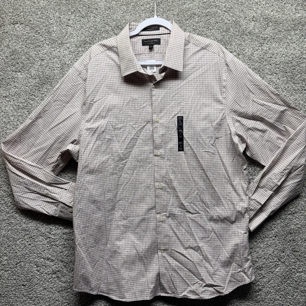 BANANA REPUBLIC Athletic Fit Dress‎ Shirt Men's XL Check Pink Button Down NWT